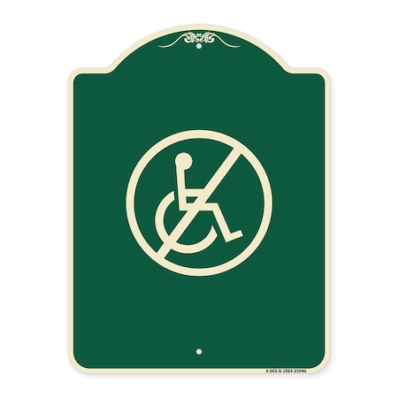 Signmission Designer Series No Handicap, Green & Tan Heavy-Gauge Aluminum Sign, 24" x 18", G-1824-23846 A-DES-G-1824-23846